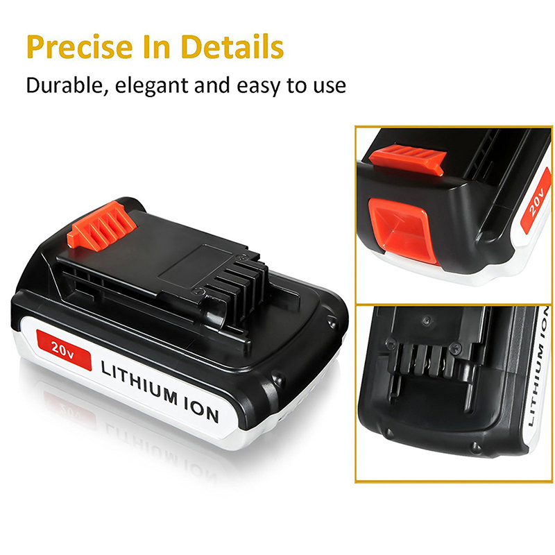 Li-ion 2000mAh 20V náhradní akumulátorové baterie pro nářadí Black \u0026 Decker LB20, LBX20, LBX4020, LB2X4020
